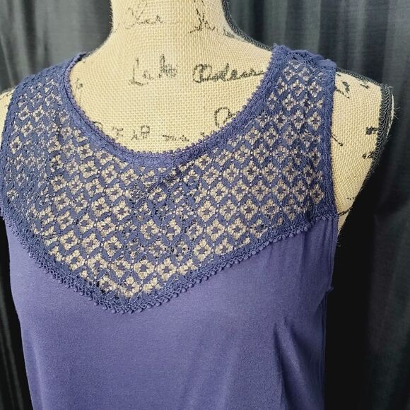 H&M Navy Blue Boho Tank Top Medium - Picture 2 of 8